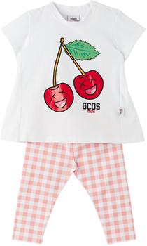 GCDS | Baby White & Pink T-Shirt & Leggings Set商品图片,7.9折