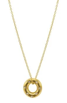 ADORNIA | Water Resistant 14K Yellow Gold Vermeil CZ Circle Pendant Necklace,商家Nordstrom Rack,价格¥224