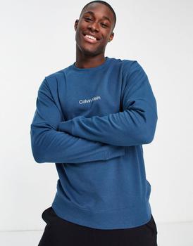 推荐Calvin Klein modern structure lounge sweatshirt in dark blue co-ord商品
