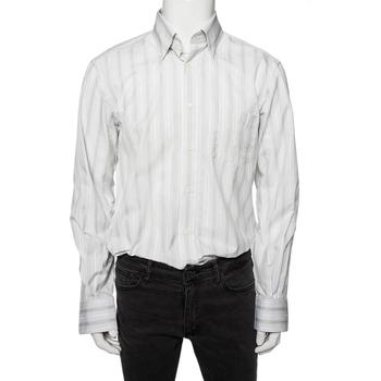 zegna 衬衫, [二手商品] Zegna | Ermenegildo Zegna White Striped Cotton Front Button Shirt L商品图片 3.5折