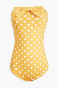 CAROLINE CONSTAS | Evanna bow-embellished polka-dot bandeau swimsuit,商家THE OUTNET US,价格¥667