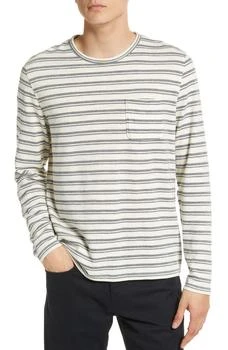 推荐Men's Chevron Stripe Cotton Blend Long Sleeve T-Shirt商品