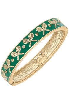 商品Canvas Style | Briar Tennis Racquet Enamel Hinge Bangle In Green,商家Verishop,价格¥352图片