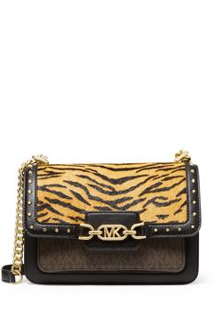 Heather large studded printed calf hair and logo shoulder bag product img