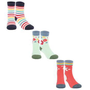 商品Frugi | Colorful organic cotton socks set with clouds flowers and stripes print,商家BAMBINIFASHION,价格¥139图片