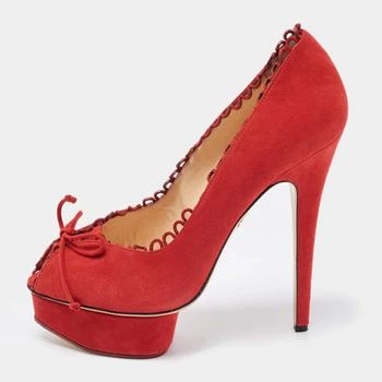 推荐Charlotte Olympia Red Suede Daphne Pumps Size 40.5商品