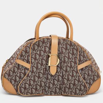 迪奥托特包, [二手商品] Dior | Dior Beige/Brown Canvas And Leather Double Saddle Bowler Bag商品图片 7.9折, 满1件减$100, 满减