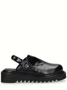 Toga Virilis | Black Leather Mules 额外7折, 额外七折