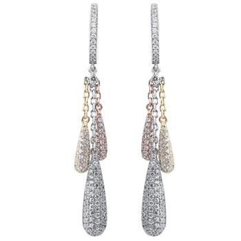 Suzy Levian | Suzy Levian Pave Cubic Zirconia Tri Tone Sterling Silver Dangle Earrings商品图片,