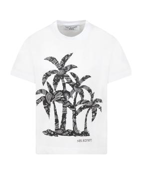 Neil Barrett | White T-shirt For Boy With Palm商品图片,