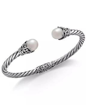 Macy's | Cultured Freshwater Pearl (8mm) Filigree Bangle Bracelet in Sterling Silver,商家Macy's,价格¥663