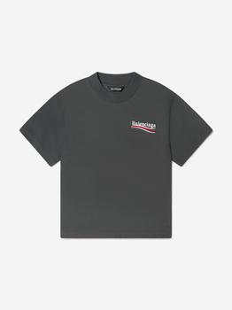 推荐Balenciaga Kids Grey Unisex Organic Cotton Logo T-Shirt商品