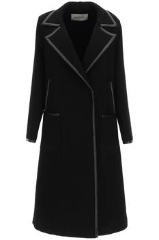 推荐Valentino boucle' coat with leather trims商品