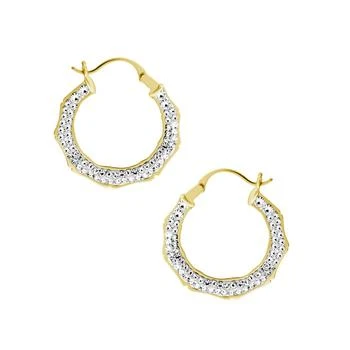 Essentials | Clear Crystal Pave Bamboo Hoop Earring Gold Plate,商家Macy's,价格¥372