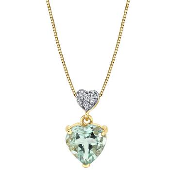 商品Green Quartz (1-5/8 ct. t.w.) & Diamond (1/20 ct. t.w.) Heart 18" Pendant Necklace in 14k Gold,商家Macy's,价格¥6198图片