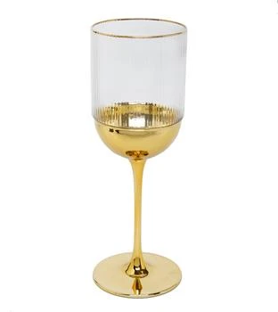 Classic Touch Decor | Set of 6 Wine Glasses with Gold Dipped Bottom - 2.75"D x 7.5"H,商家Premium Outlets,价格¥916