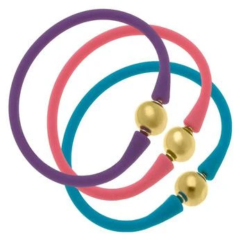 Canvas Style | Bali 24K Gold Bracelet Set of 3 in Pink, Purple & Teal,商家Verishop,价格¥574