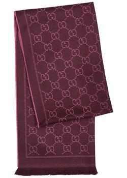 Gucci | Sten burgundy GG-jacquard wool scarf商品图片,