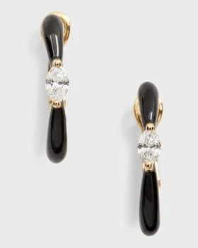 Frederic Sage | Yellow Gold Small Straight Marquise Center Black Enamel Hoop Earrings,商家Neiman Marcus,价格¥14374