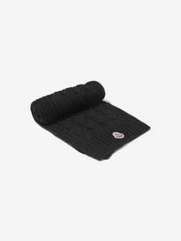 Moncler | Moncler Black Boys Wool Knitted Logo Scarf商品图片,额外8折, 额外八折