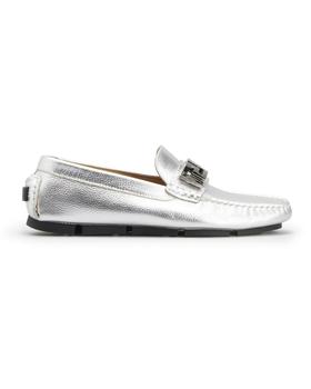 范思哲男鞋海淘, Versace | Men's Greca Plaqué Leather Drivers商品图片 