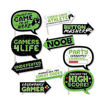 商品Big Dot of Happiness | Funny Game Zone - Pixel Video Game Party Photo Booth Props Kit - 10 Pc,商家Macy's,价格¥107图片
