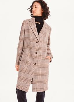 DKNY | Brown Plaid Coat商品图片,额外6折, 额外六折
