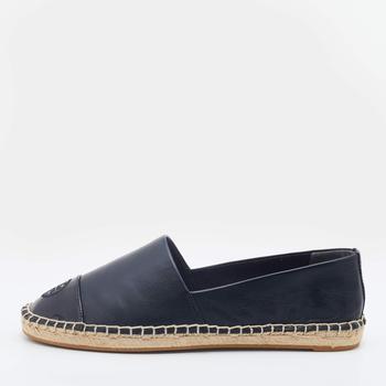 tory burch鞋, Tory Burch | Tory Burch Black Patent and Leather Flat Espadrilles Size 37.5商品图片 8折