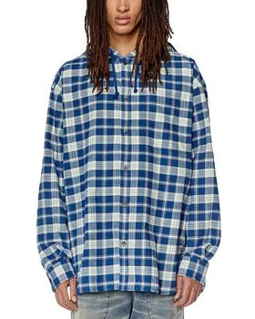 Diesel | Plaid Long Sleeve Button Front Hoodie 