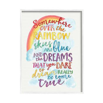 Stupell Industries | Somewhere Over the Rainbow with Rainbow White Framed Giclee Texturized Art, 24" x 30"商品图片,