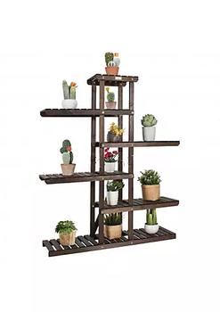 商品Costway | 6 Tier Wood Plant Stand with Vertical Shelf Flower Display Rack Holder-Brown,商家Belk,价格¥488图片