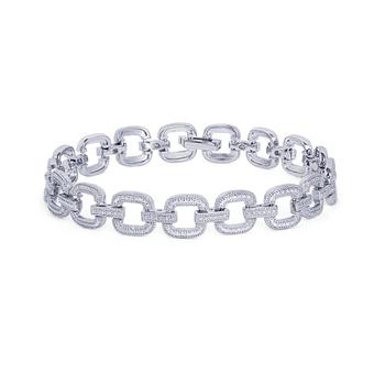 商品Diamond Accent Square Link Bracelet in Silver Plate图片