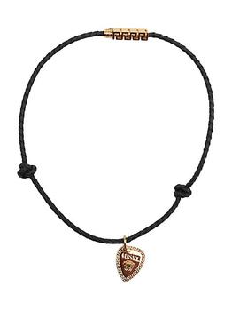 推荐Leather Rope & Goldtone Metal Logo Pendant Necklace商品