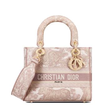 拉杆箱迪奥, Dior | 【预售3-7天】DIOR/迪奥 21秋冬LADY D-LITE系列 女士中号玫瑰粉色印花双面刺绣织物宽肩带单肩斜挎手提戴妃包M0565OTDT_M912商品图片 8折, 包邮包税