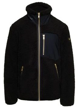 推荐Black Jacket with High Neck and Logo Patch in Teddy Man商品