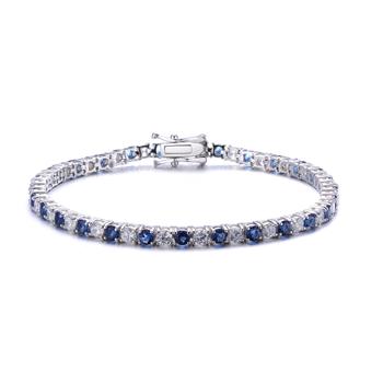 商品Ga Sterling Silver And Blue Cubic Zirconia Fashion Bracelet图片