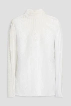 Valentino | Corded lace-paneled chiffon turtleneck top,商家THE OUTNET US,价格¥6939