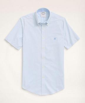 Brooks Brothers | Stretch Regent Regular-Fit Sport Shirt, Non-Iron Short-Sleeve Bengal Stripe Oxford商品图片,3件7.5折, 满折