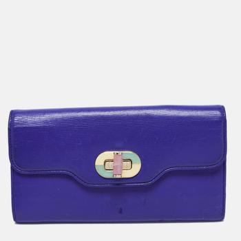 bvlgari包, [二手商品] BVLGARI | Bvlgari Blue Leather Isabella Rossellini Continental Wallet商品图片 满1件减$100, 满减