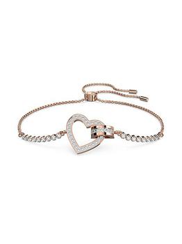 商品Lovely Rose Goldplated Crystal Interlocking Heart Bracelet,商家Saks Fifth Avenue,价格¥1205图片