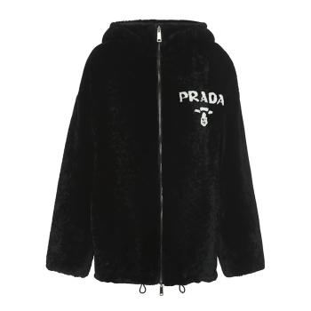 Prada | 【预售3-7天】PRADA/普拉达 21年秋冬 女士黑色双面穿华达呢羊皮毛外套58A067_1Y7Q_F0002商品图片,7.9折, 包邮包税