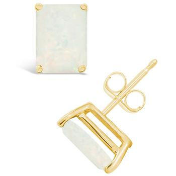 商品Macy's | Opal Stud Earrings (1-1/2 ct.t.w) 14K White Gold Plated or 14K Yellow Gold Plated,商家Macy's,价格¥2260图片