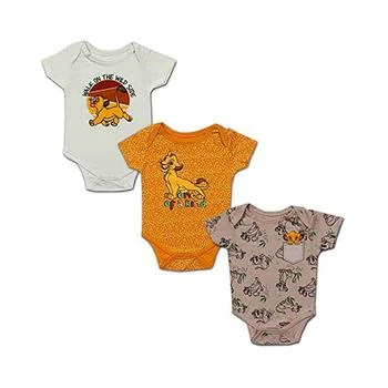 Baby Boys and Girls Tan The Lion King Bodysuit Three-Pack