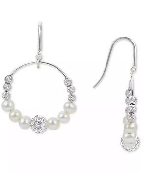 Macy's | Cultured Freshwater Pearl (4-5mm) Graduated Leaf & Crystal Circle Drop Earrings in Sterling Silver,商家Macy's,价格¥725