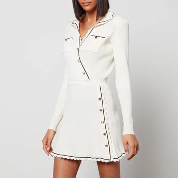 Love Stitch直邮, Self Portrait | Self-Portrait Women's Contrast Stitch Ribbed Knit Mini Dress - Ivory商品图片 
