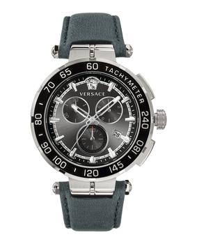 Versace | Greca Chrono Leather Watch商品图片,4.7折×额外9折, 独家减免邮费, 额外九折