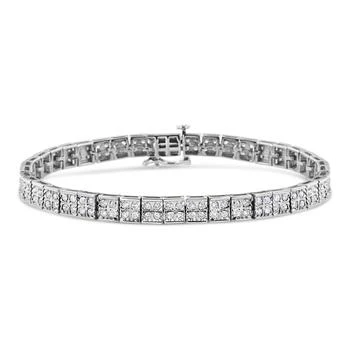 Haus of Brilliance | .925 Sterling Silver 2 Cttw Prong Set Round-Cut Diamond 4 Stone Box Link Bracelet,商家Premium Outlets,价格¥6513