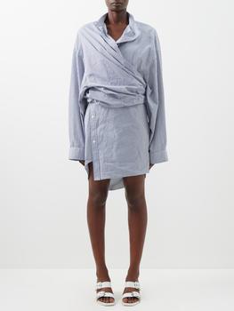 巴黎世家衬衫价格, Balenciaga | Gathered cotton-blend poplin shirt dress商品图片 
