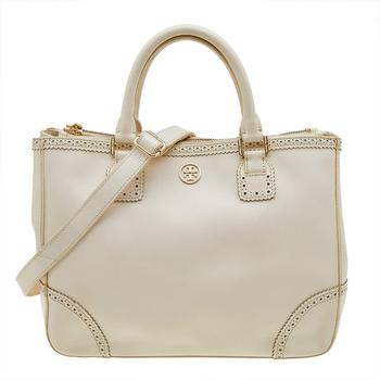 tory burch robinson, [二手商品] Tory Burch | Tory Burch Off White Leather Large Robinson Double Zip Tote商品图片 7.2折, 满1件减$100, 满减