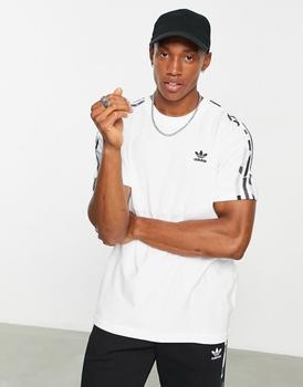 推荐adidas Originals 3 stripe camo trefoil t-shirt in white商品